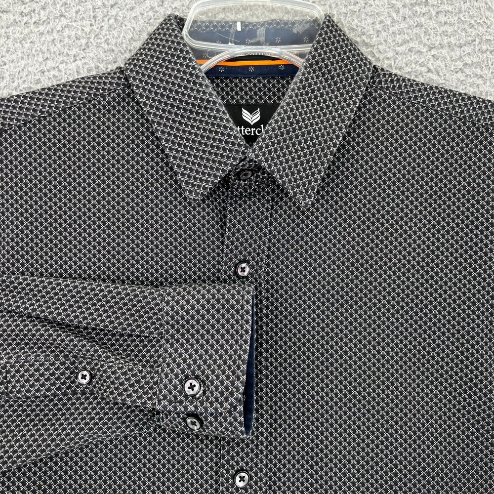 Buttercloth‎ Long Sleeve Button Down Men's Medium Plaid Regular Fit Icy XXL
